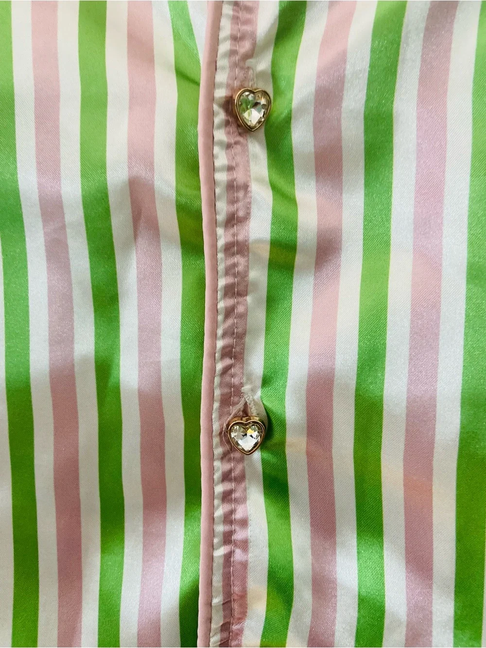 Lola + The Boys Wicked Universal Girl Pajama Set Green Pink Striped Feather Trim